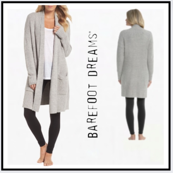 Barefoot Dreams CozyChic Lite Long Weekend Cardi Heathered Pewter - Picture 3 of 7